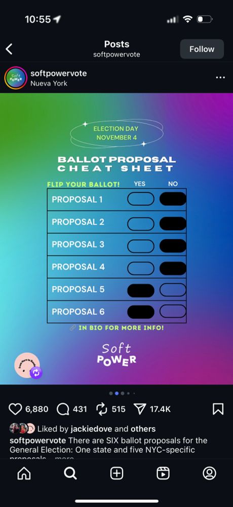 ELECTION DAY
NOVEMBER 4
BALLOT PROPOSAL CHEAT SHEET
NO PROP 1-4
YES PROP 5-6
@ IN BIO FOR MORE INFO!