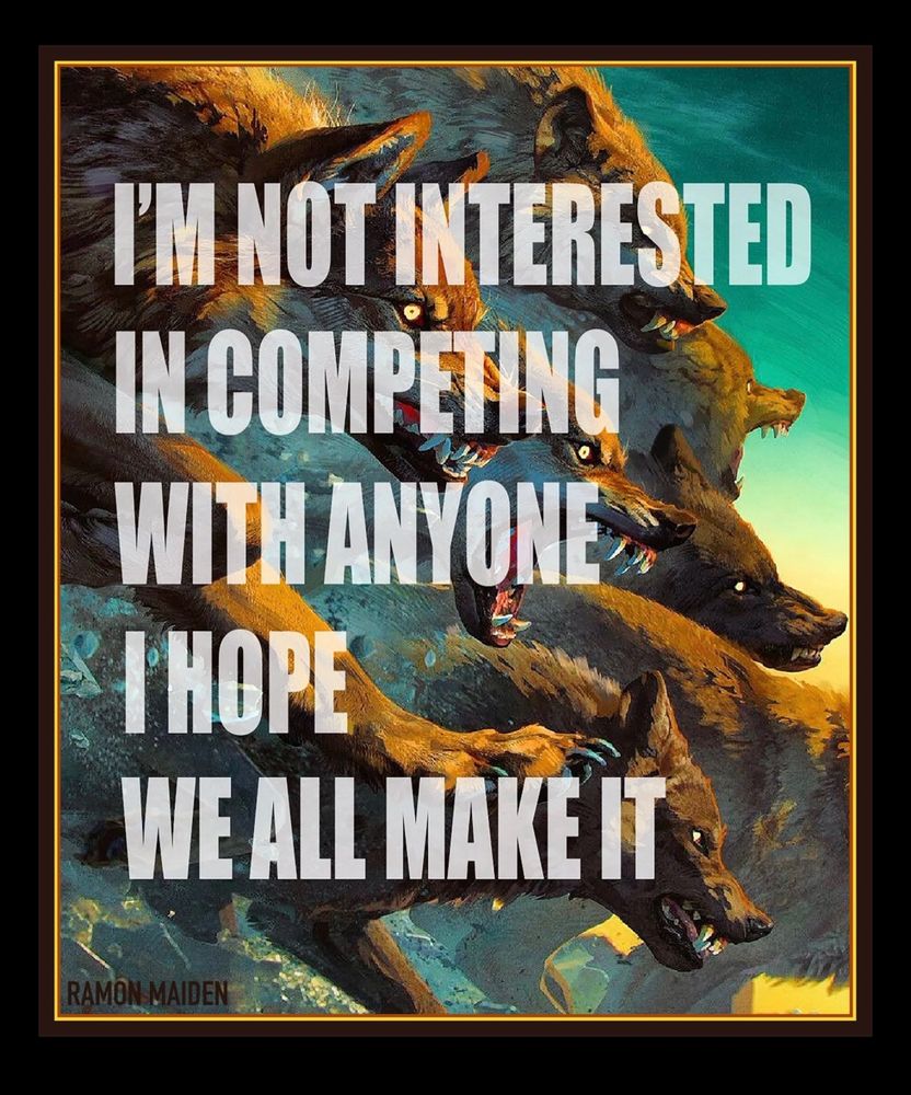 Illustration de Ramon Maiden disant:
I’m not interested in competing with anyone, I hope we all make it.
Traduction: je ne veux etre en compétition avec personne, j’espère qu’on réussira toustes.