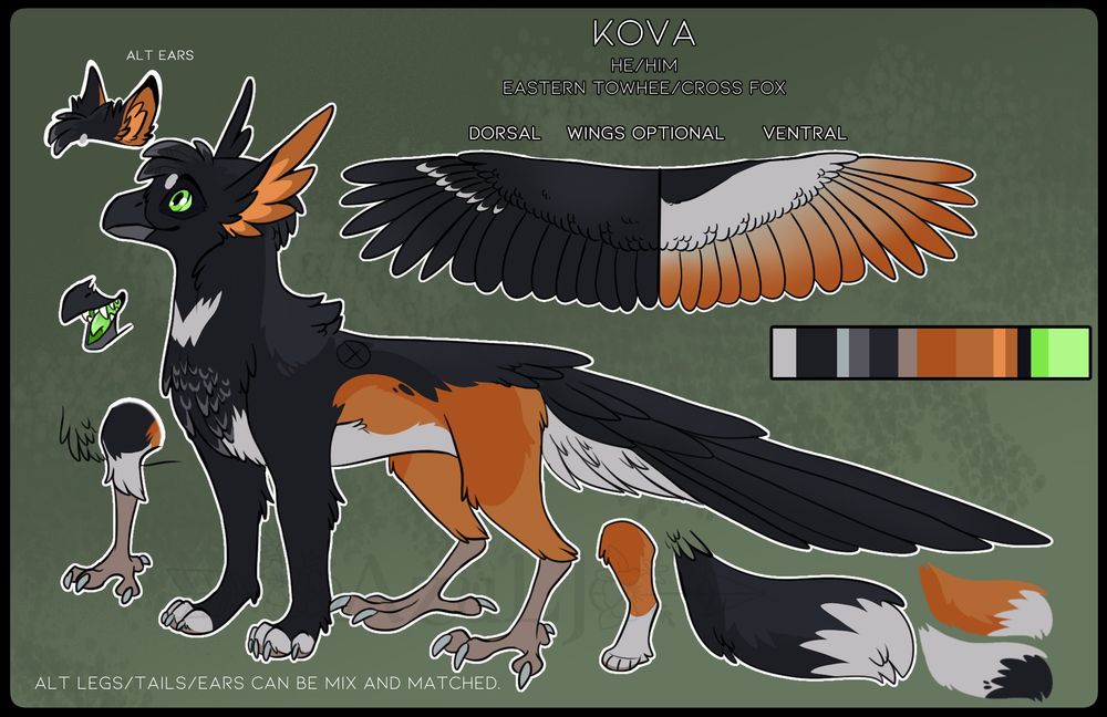 Eastern Towhee and Cross Fox gryphon