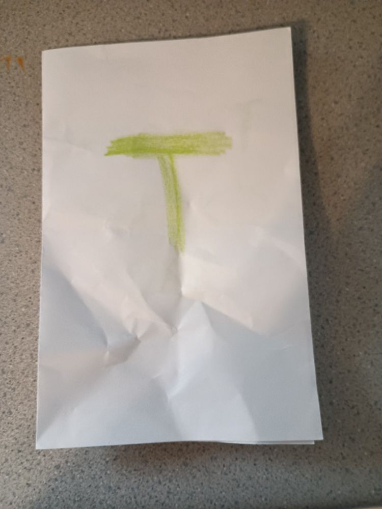 Holiday card with a green capital T.