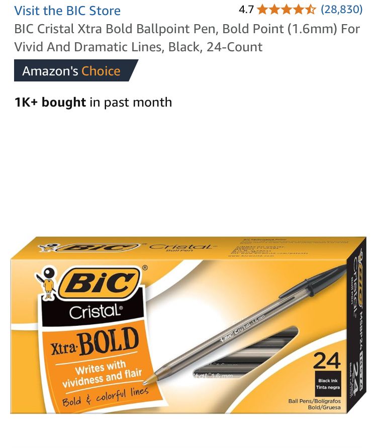 Bic Cristal 1.6 mm bold pens