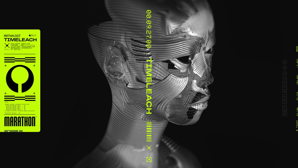 Art for the track from the Marathon OST, "TIMELEACH" composed by Ryan Lott of Son Lux.