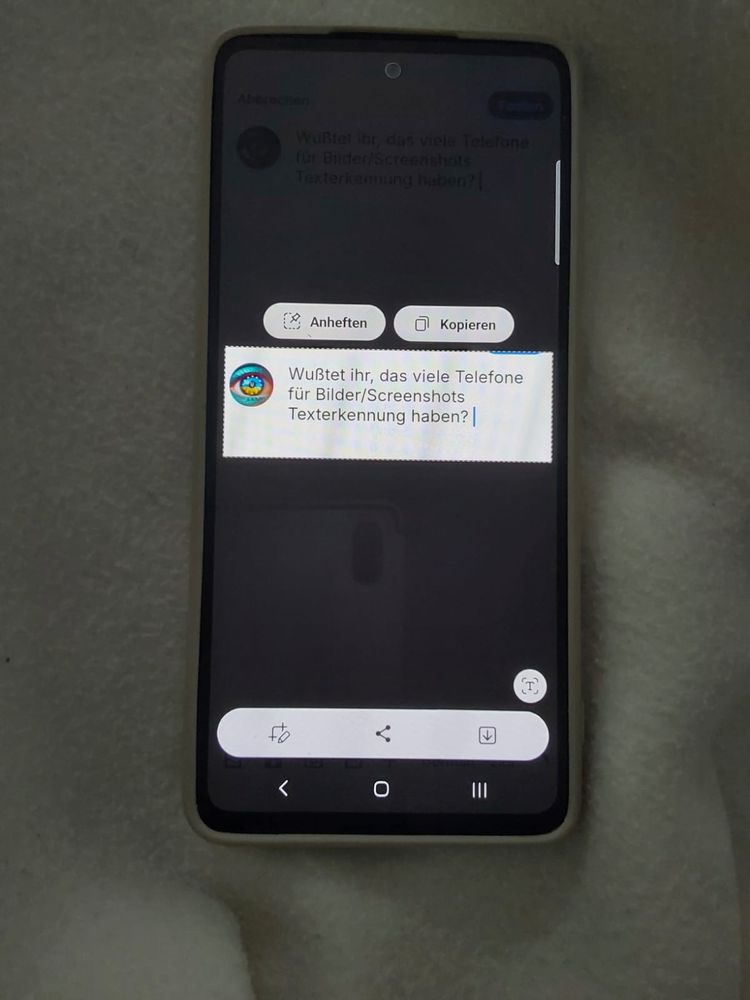 Samsung Screenshot mit deer Möglichkeit Texte sofort zu extrahieren (OCR)