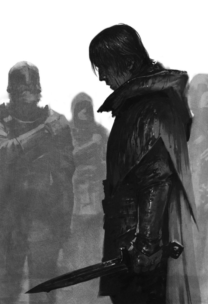 Jorg Ancrath from The Broken Empire Trilogy by Mark Lawrence, during the "Red Jorg" scene. 