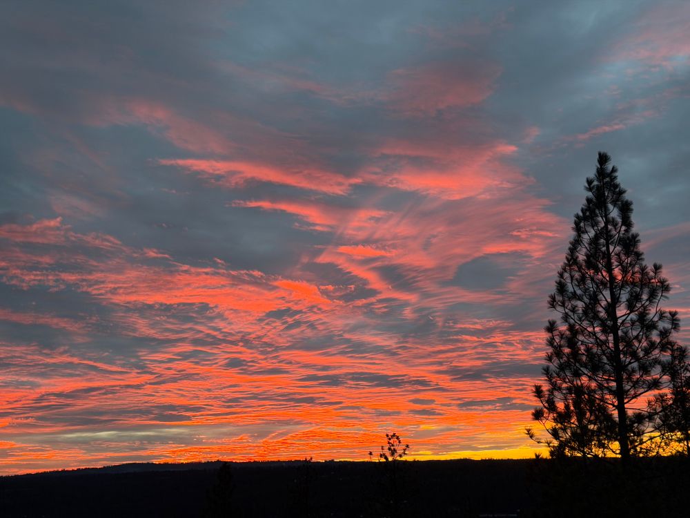 Amazing sunset over small town. 