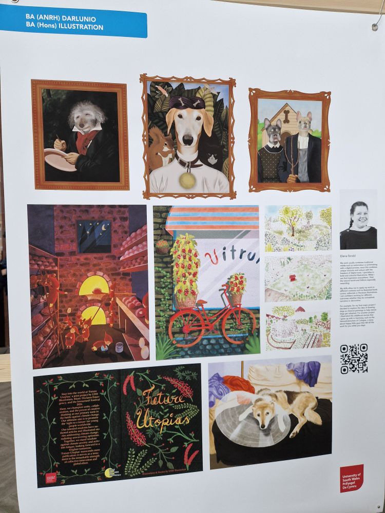 An exhibition board full of all of my best work from 3 years of uni. 