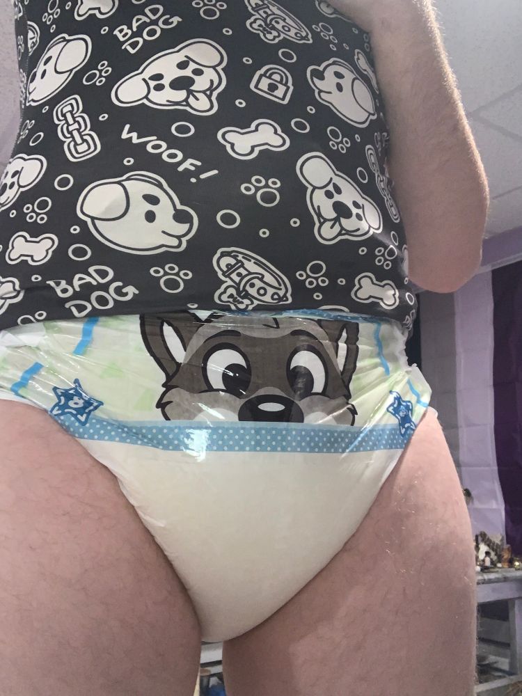 The front of a very, very soaked Racoon Peekabu diaper