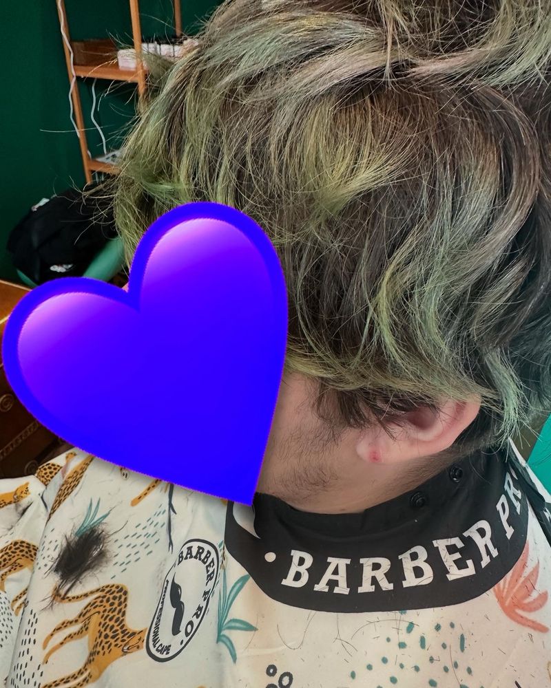 Person with Longish hair with green faded ends