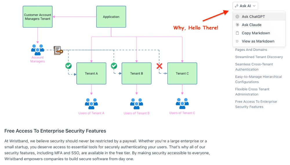 AI-powered developer docs for Wristband multi-tenant auth