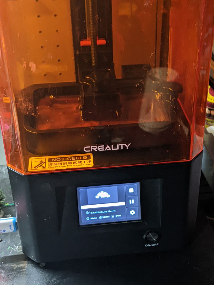 Resin printer just cleaned, calibrated, and ready to retry the print. Fingers crossed.