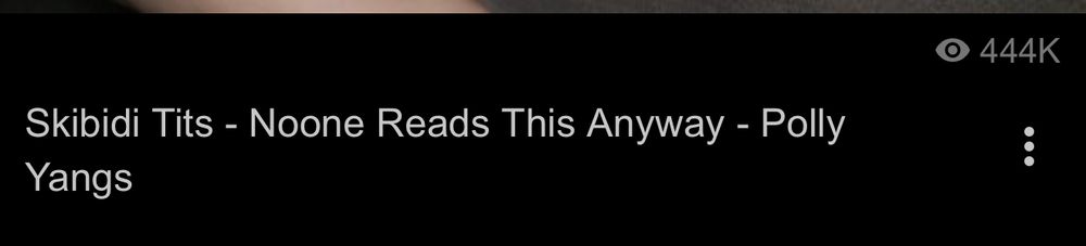 A Pornhub video title edited to be safe for work viewing that states “Skibidi Tits - No one reads this anyway - (actor’s name)”