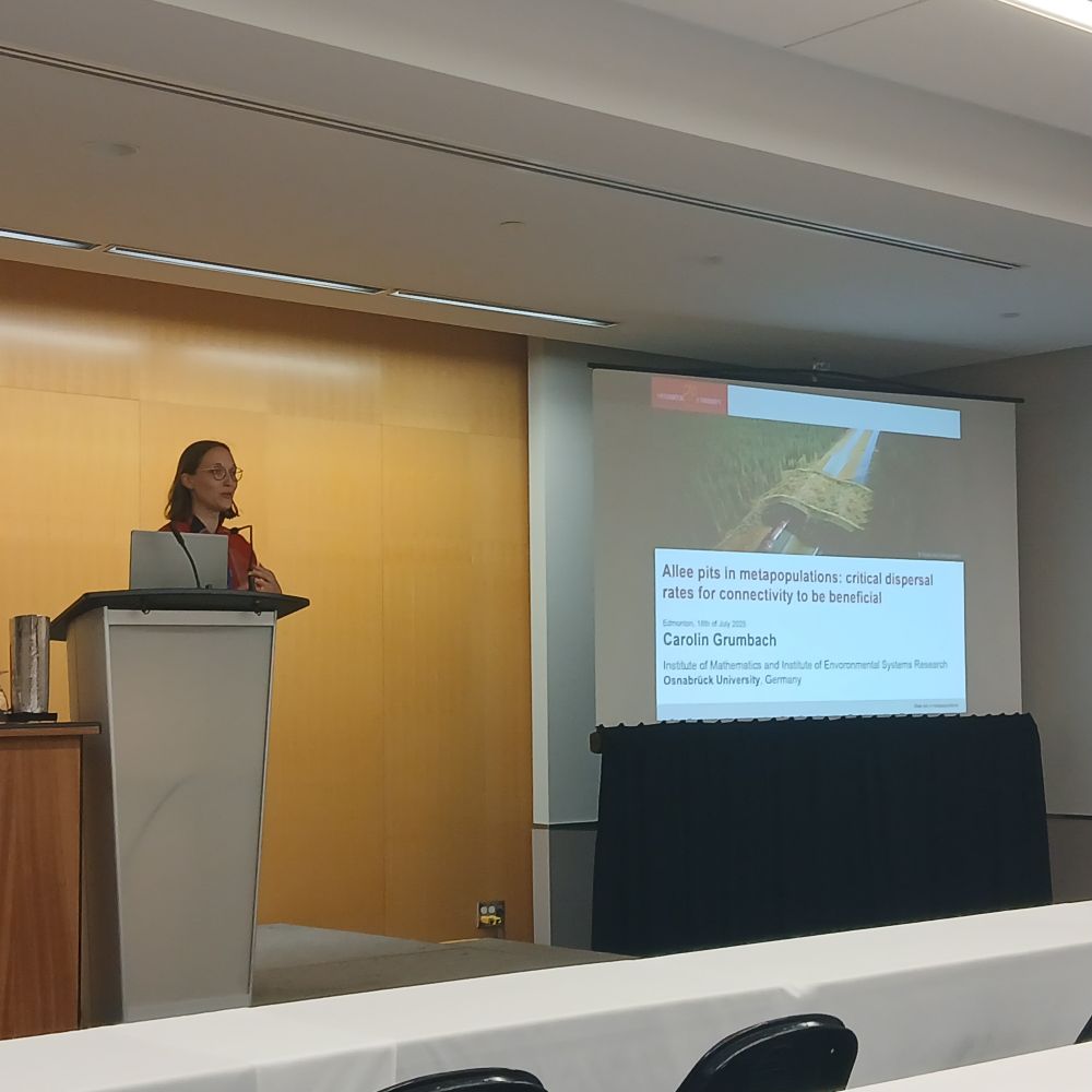 Photo of Carolin Grumbach gicing an introduction to the talk.
