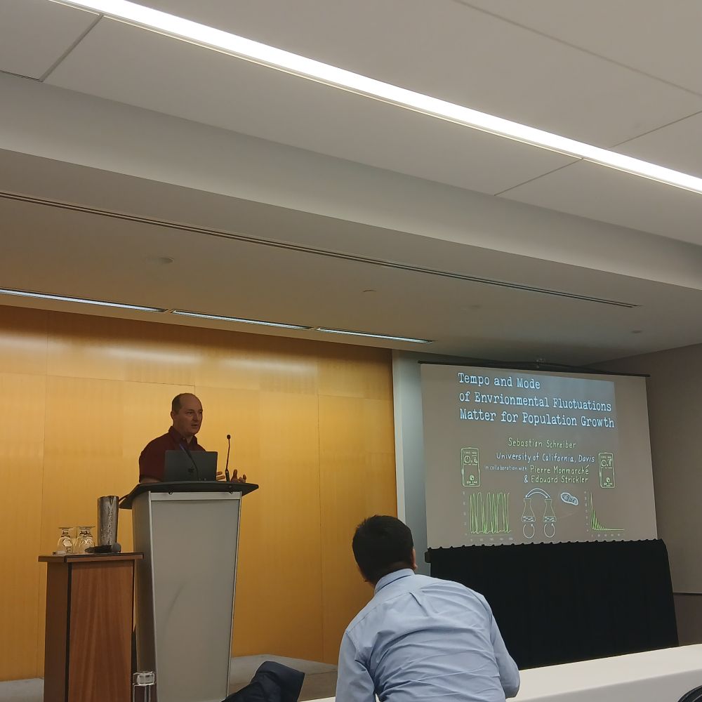 Photo of Sebastian Schreiber presenting the introduction of his talk.