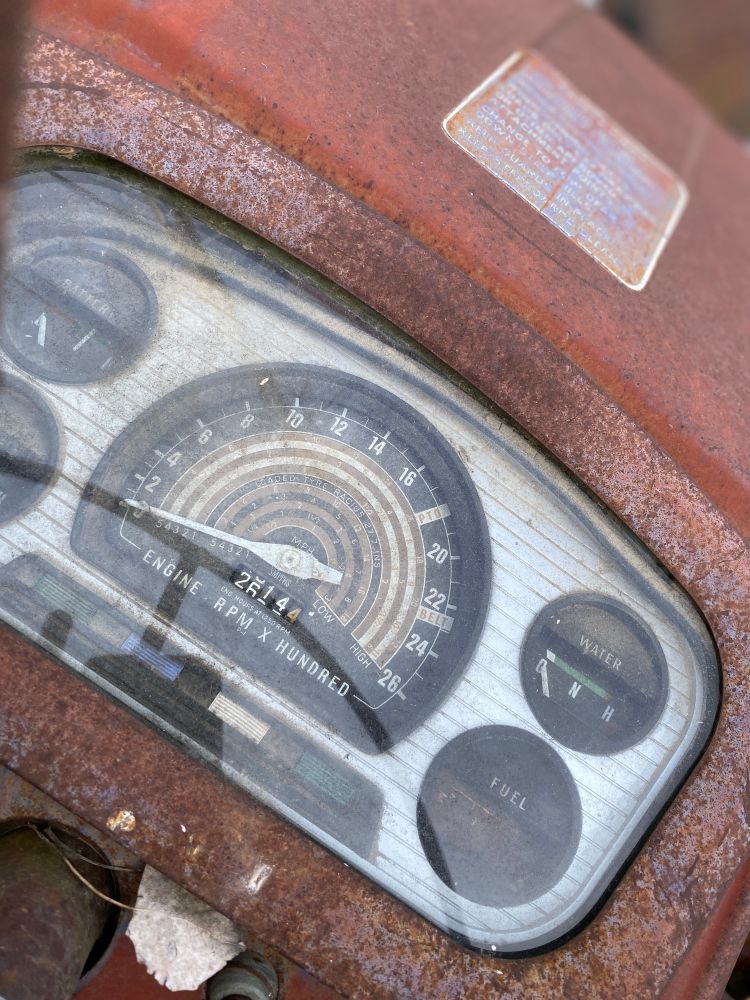The dash of an old tractor