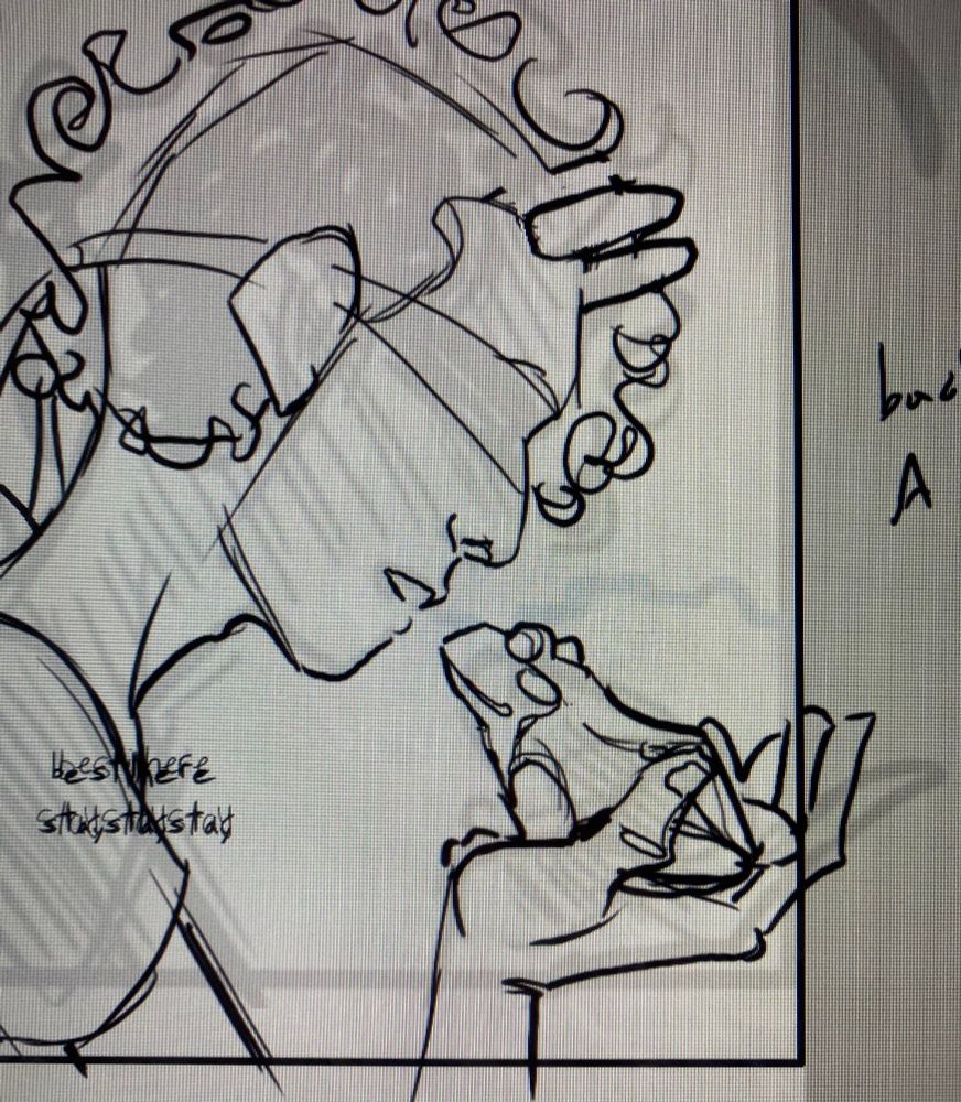 A pencilled illustration of a frog in a boy’s hand