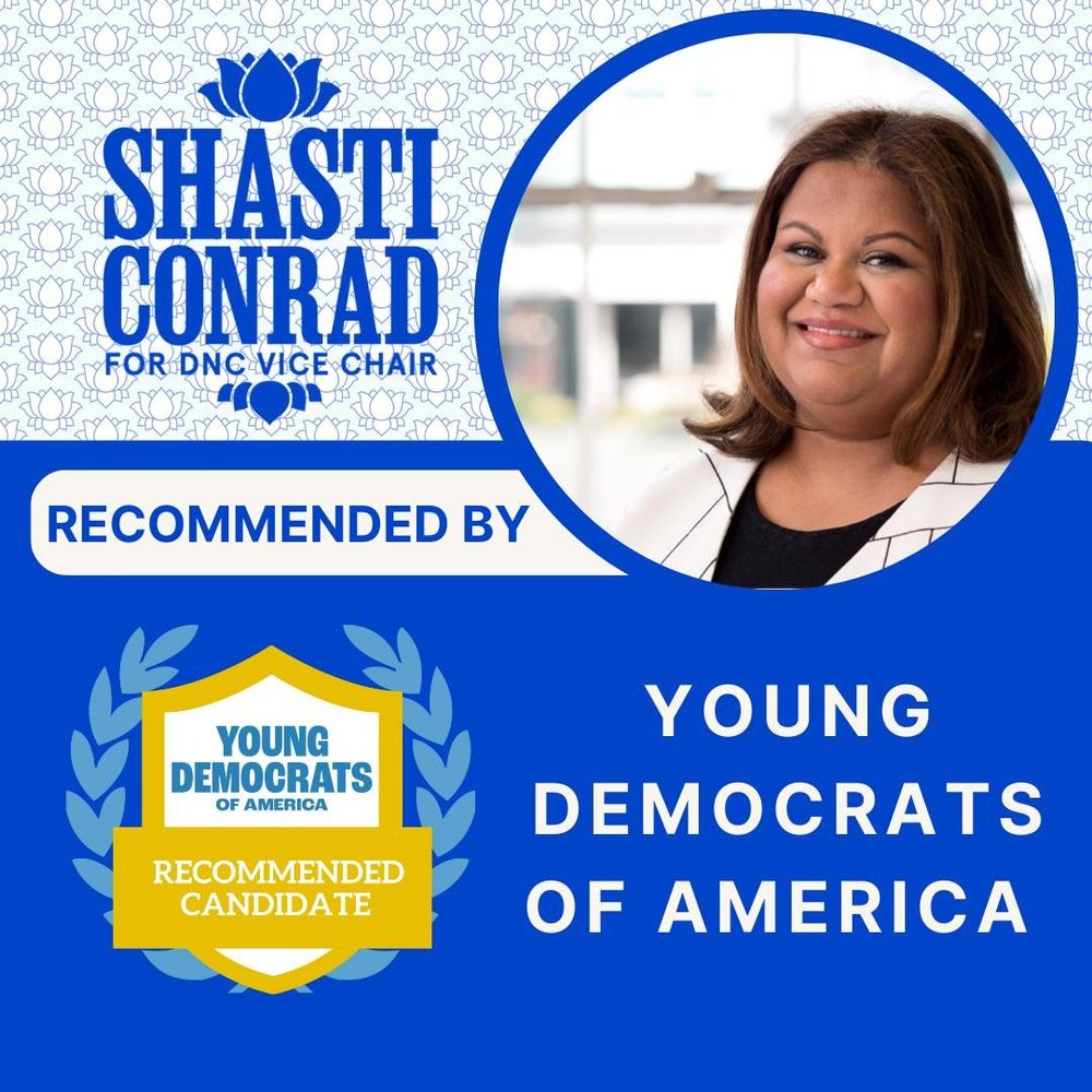 This graphic includes a photo of Shasti with white blazer and a photo of the YDA recommendation logo.