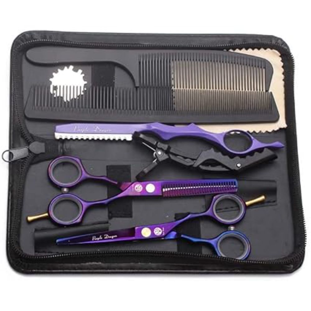 Purple Dragon hairdressing scissors, 5.5 inch, professional hairdressing scissors set, perfect haircut for men and women, sharp scissors for barbers / hairdressing / beginners (purple) : Amazon.de: Beauty