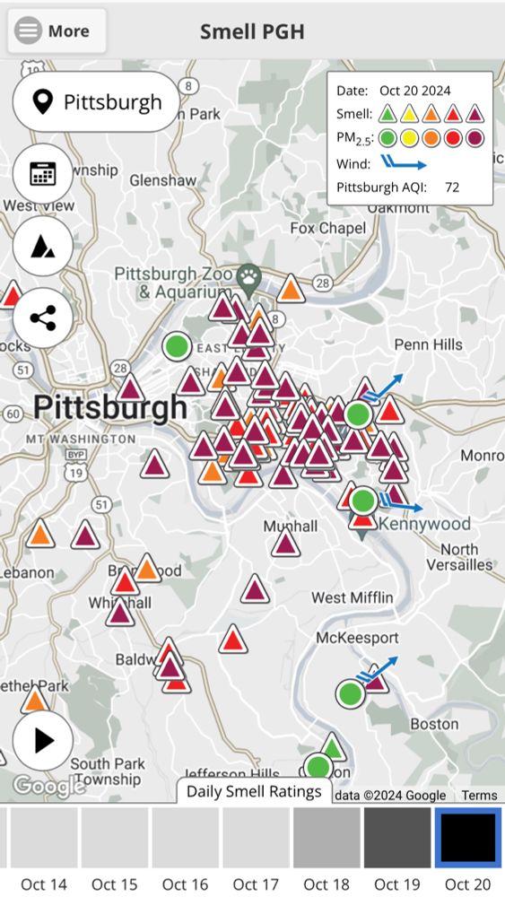Map showing pollution in Pittsburgh 