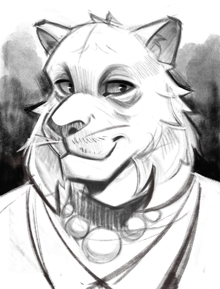 Zerith'Var's portrait, work in progress. A Khajiit comanion character from the game called "The Elder Scrolls: Online".