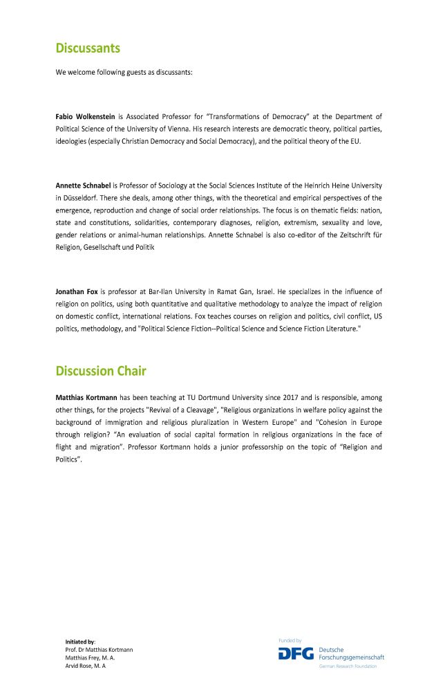 Description of panel discussions: Fabio Wolkenstein, Annette Schnabel, Jonathan Fox, Matthias Kortmann