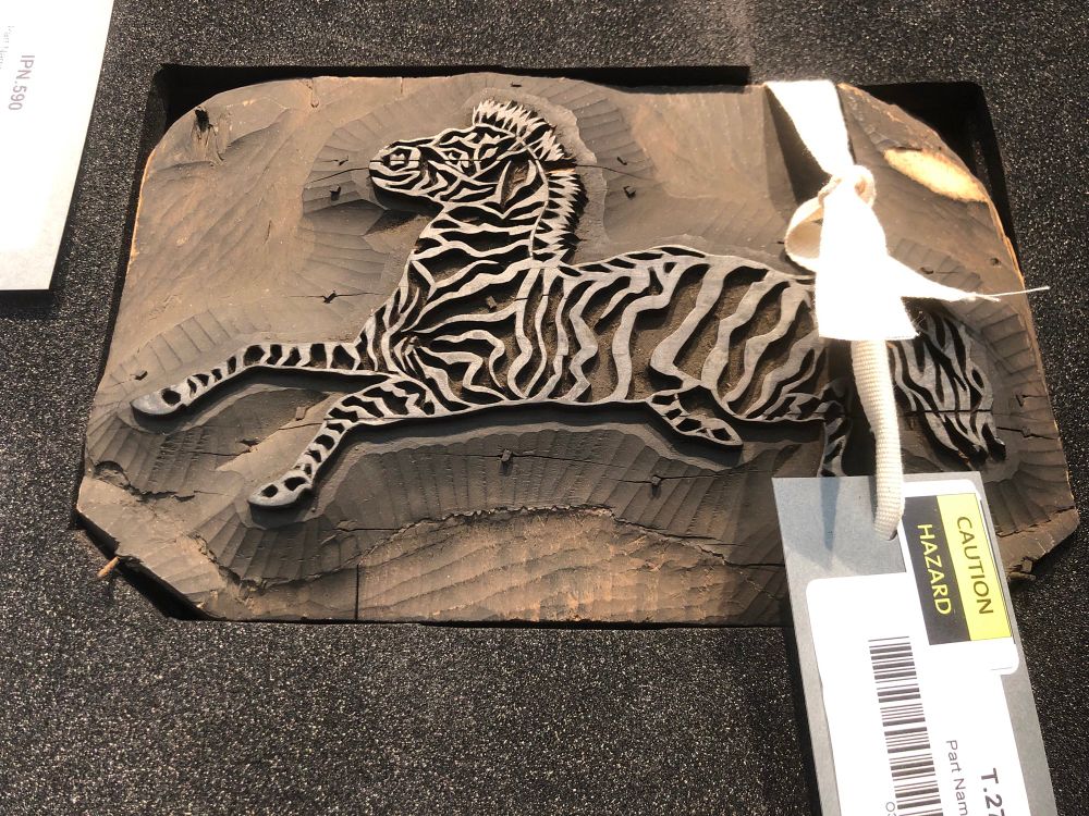A zebra woodblock from the William Morris collection 