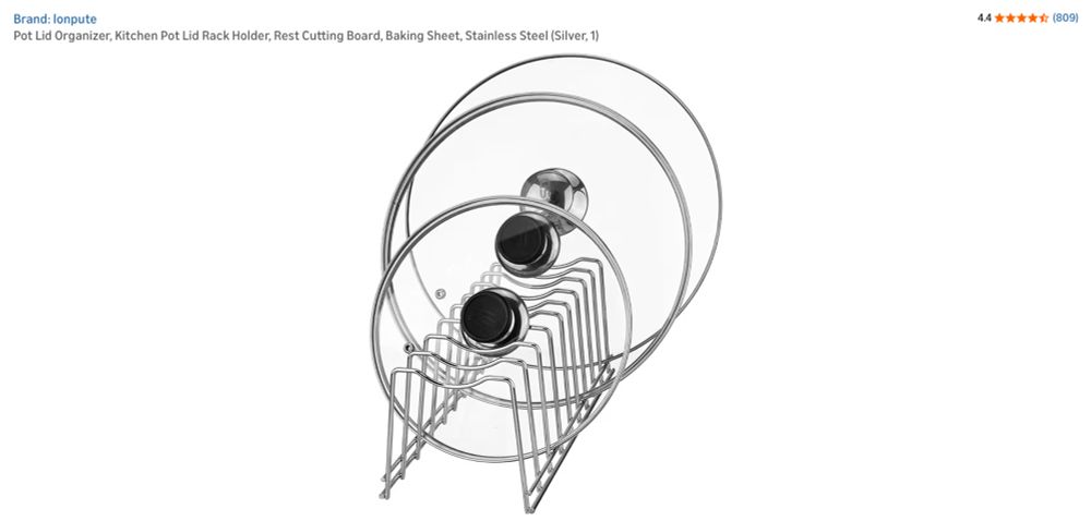 A photo of a lid organizer for pots and pans