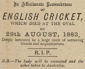 Engelsk crickets dødsannonse fra 1882. RIP.