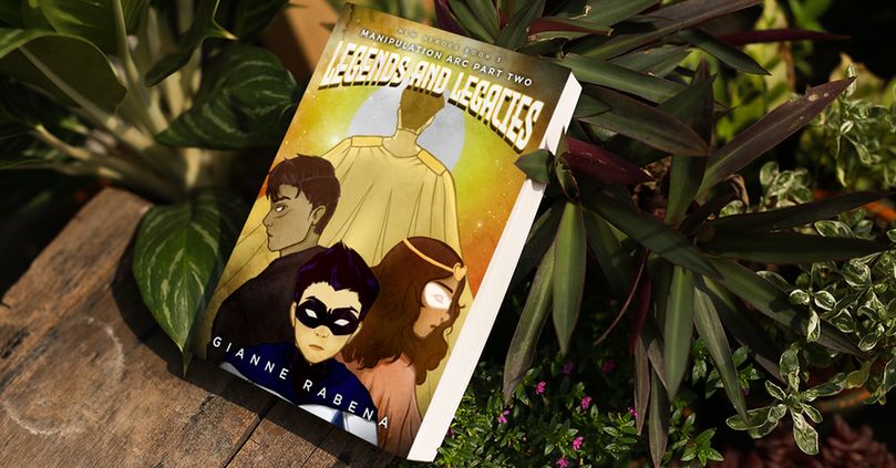 An image of the cover of Legends and Legacies. One her facing the front, two facing the side, and one with their back turned to the viewer