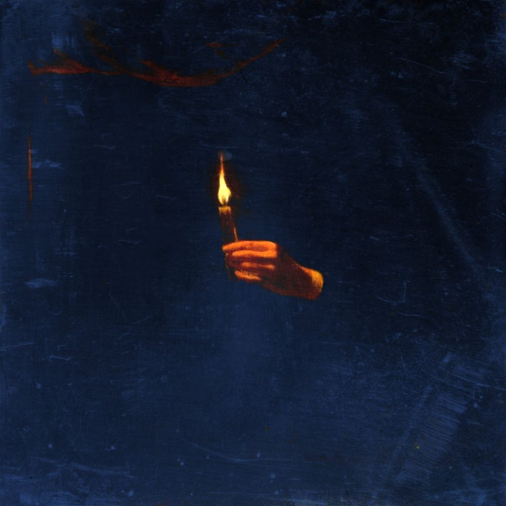 Cover art for Follow the ghost hand by Umbría. It depicts a dark void with a floating hand that holds a candle.