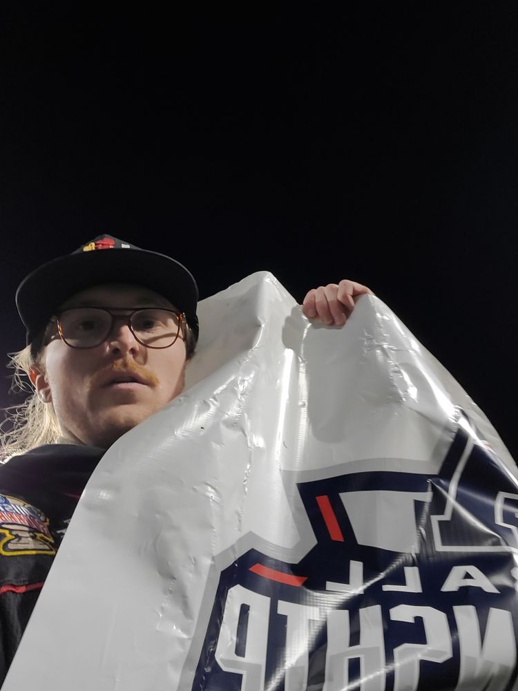My nephew stealing a banner 