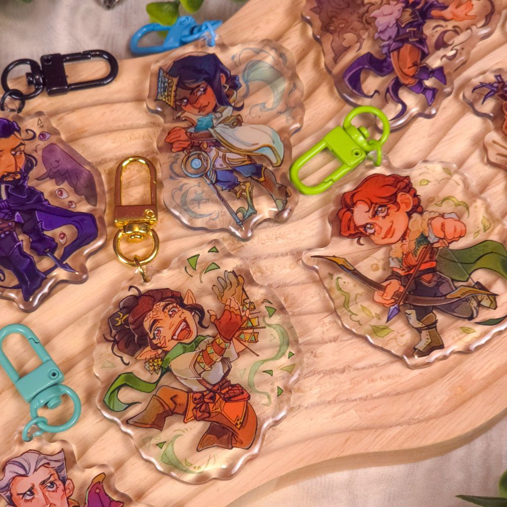 Dragon Age Keychains - Neve, Bellara, Harding, Lucanis