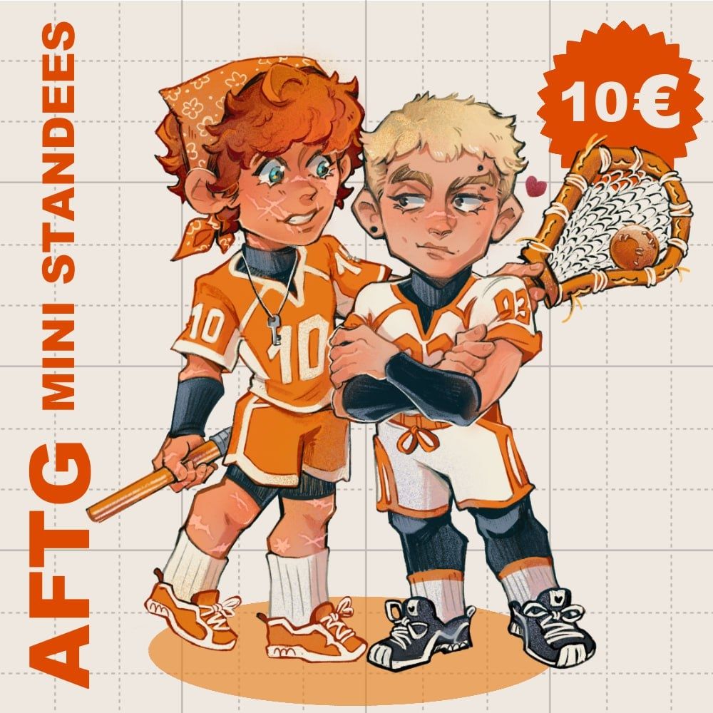 all for the game book series - aftg fanart. Mini standees of Neil Jostein and Andrew Minyand (andreil) and Jean Moreau and Jeremy Knox (Jerejean)