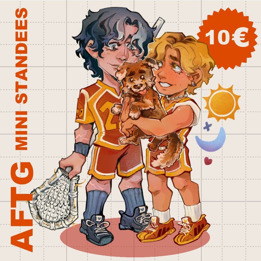 all for the game book series - aftg fanart. Mini standees of Neil Jostein and Andrew Minyand (andreil) and Jean Moreau and Jeremy Knox (Jerejean)