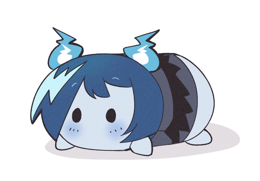 A drawing of Bulb the ghost if she was one of those bean like Tsum Tsum plush toys.