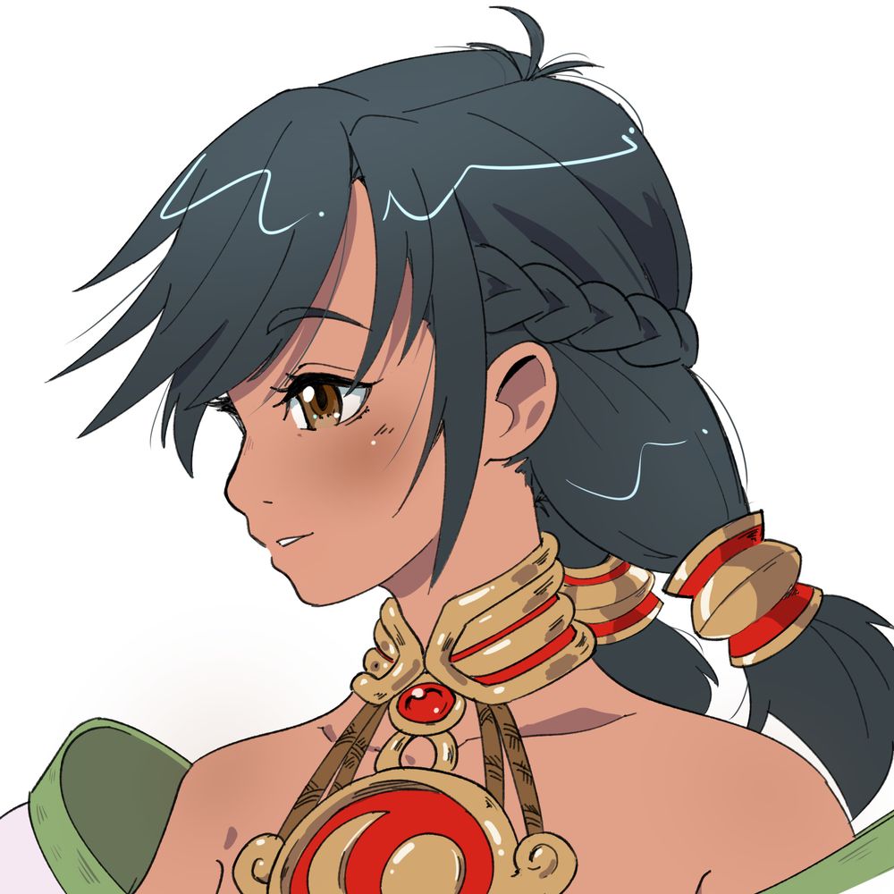 A coloured bust doodle of talim from soul calibur II