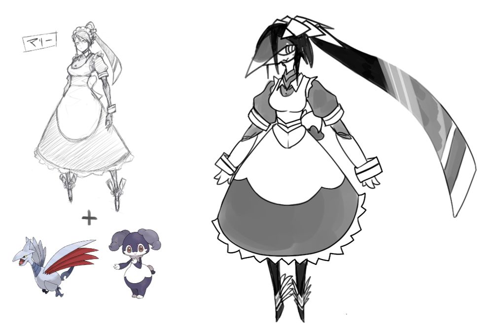 Marie from HEART GEAR as a Pokefusion anthro, specifically a fusion of Skarmory and Indeedee.