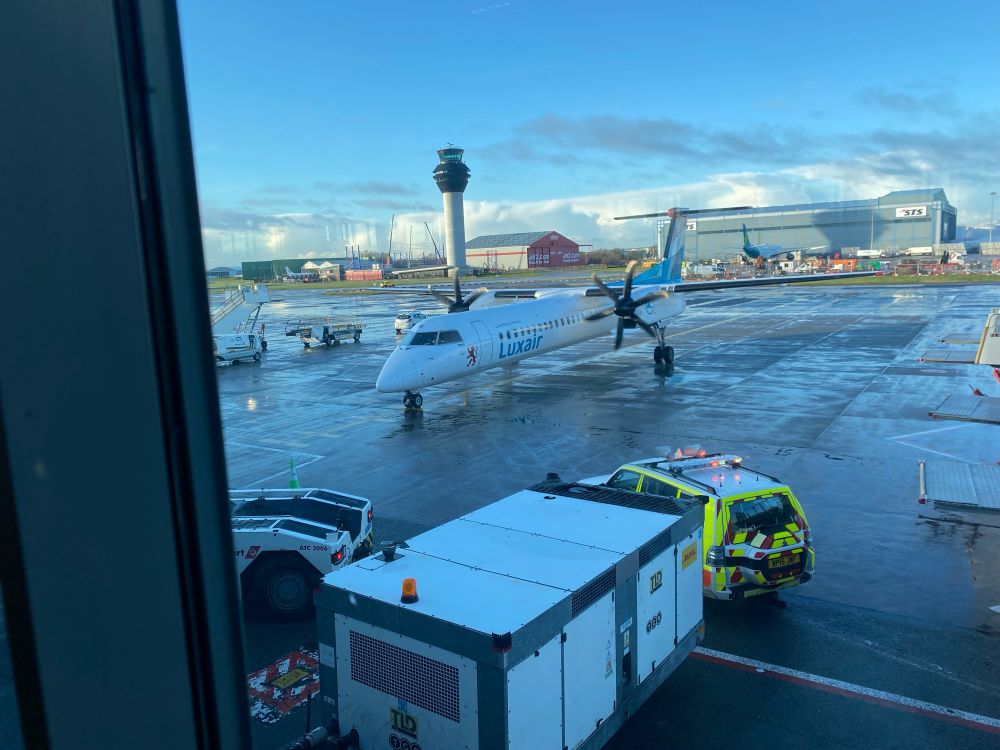 Luxair plane at an airport