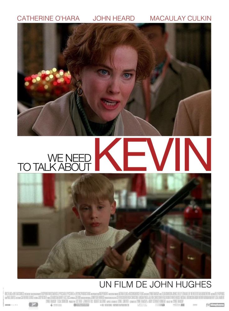 Poster for we need to talk about Kevin using stills from home alone. 