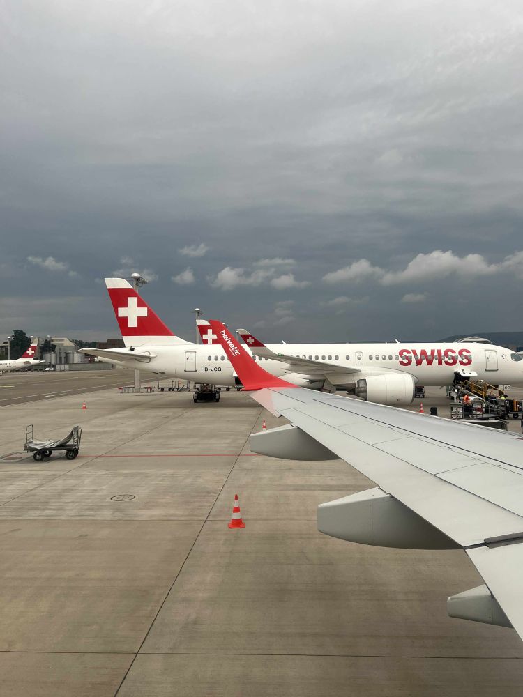 Photo from an airplane at Zurich airport