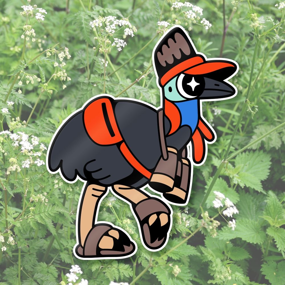 Cassowary going bird watching enamel pin design 🪶