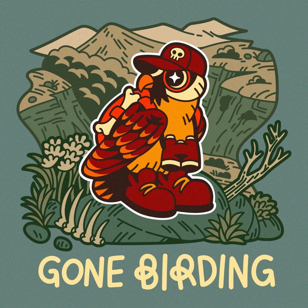 Bearded vulture going birding t-shirt design 🪶