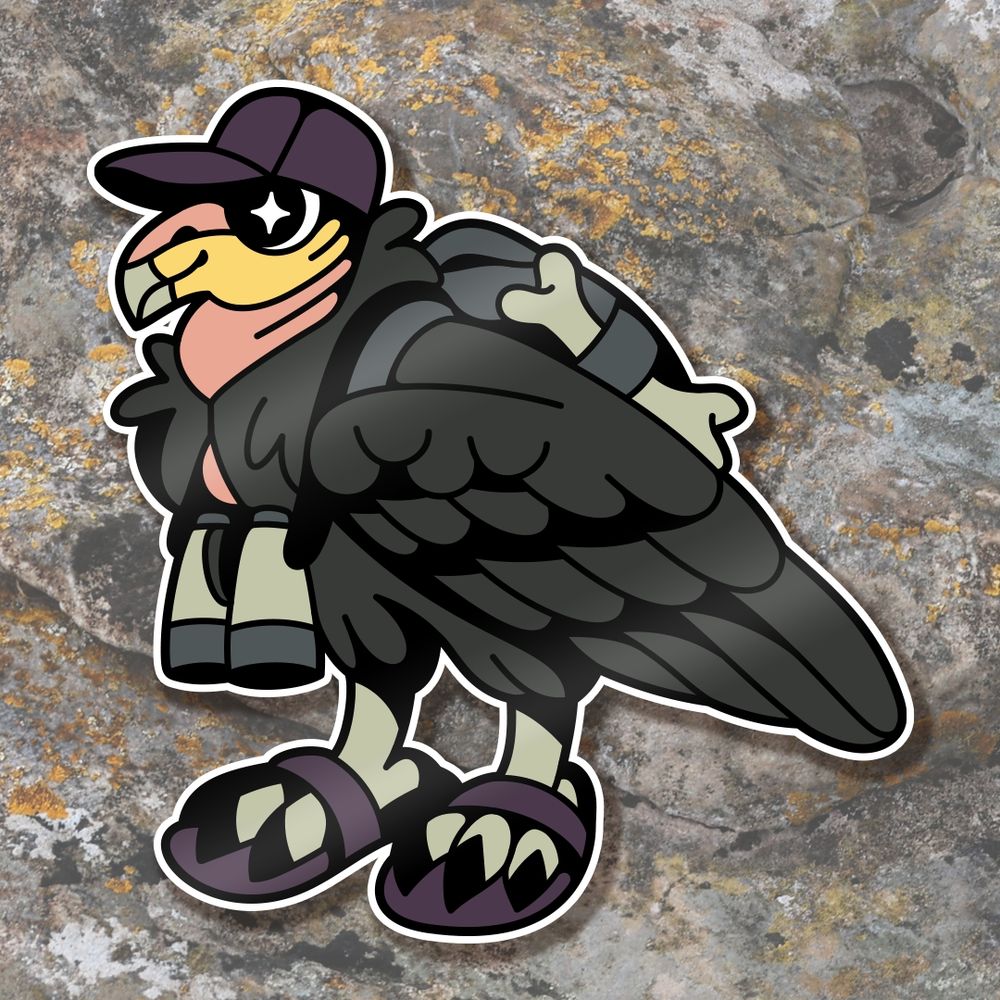 California condor going birdwatching pin design