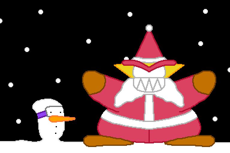 Penn Guiny as a snowman, next to Lord Astral dressing up as the jolly fat man