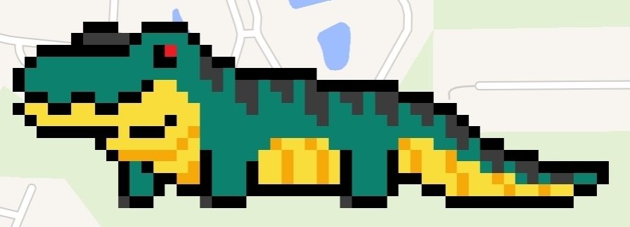 pixel art of a gator friend in wplace that i found on reddit and recolored to look more like my sona, titus