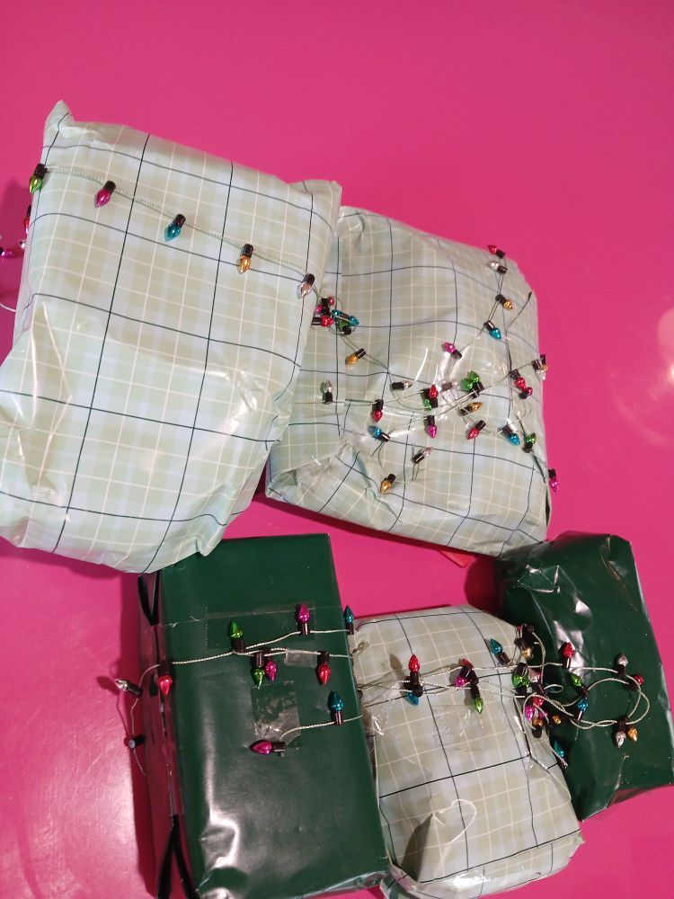 Parcels with the most adorable teeny xmas lights you've ever seen!!!
