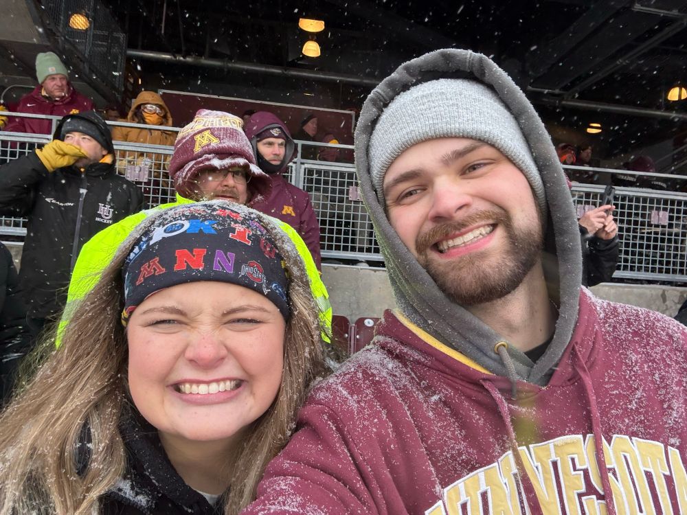 Me and my girlfriend selfie. We’re both dusted in snow