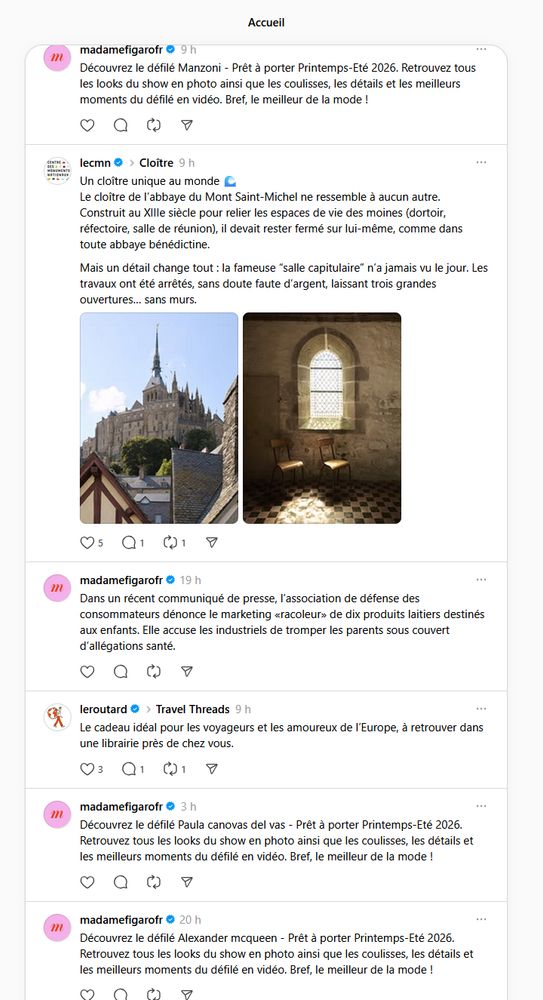 un debut de diversification, avec 4 autres madamefigaro, un "lecmn", et un "leroutard"