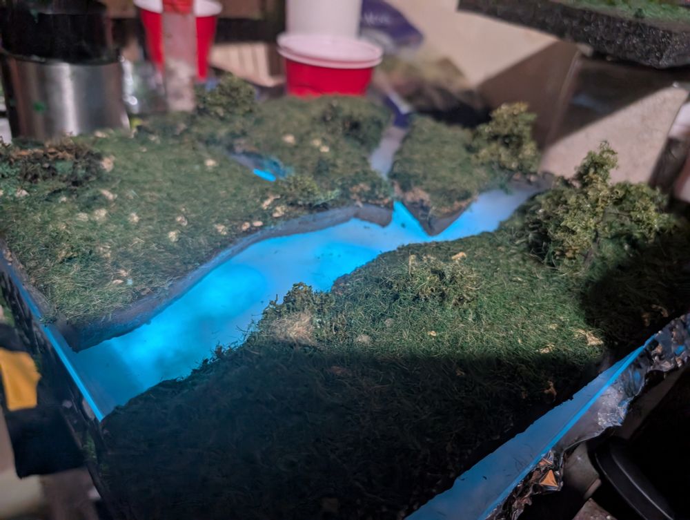 A river of..... water 