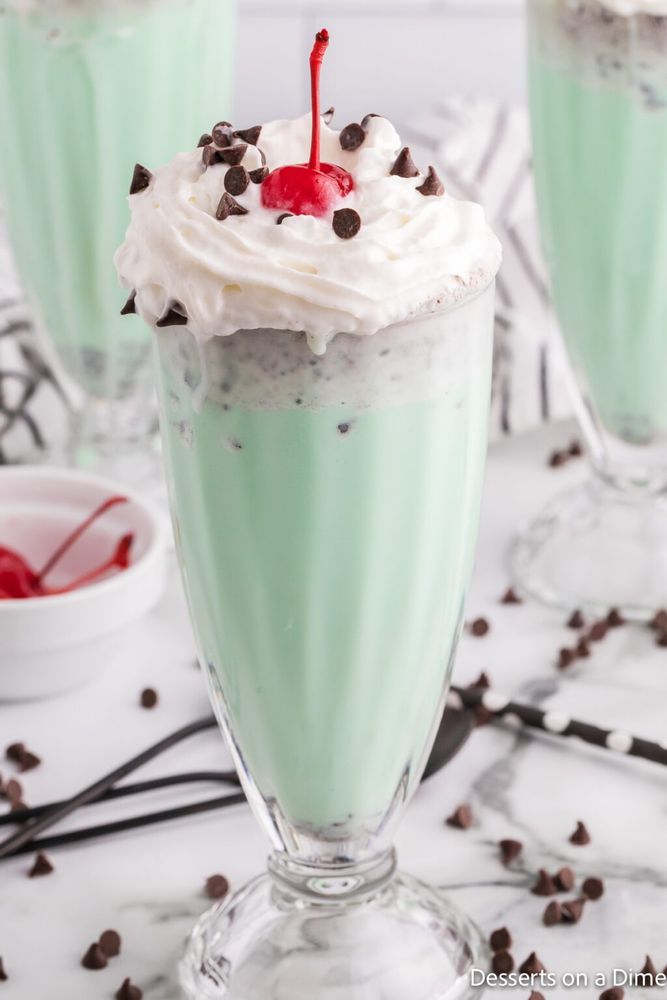 A Mint Milkshake with a Cherry on top