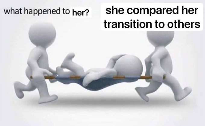 "what happened to her?" "she compared her transition to others" 